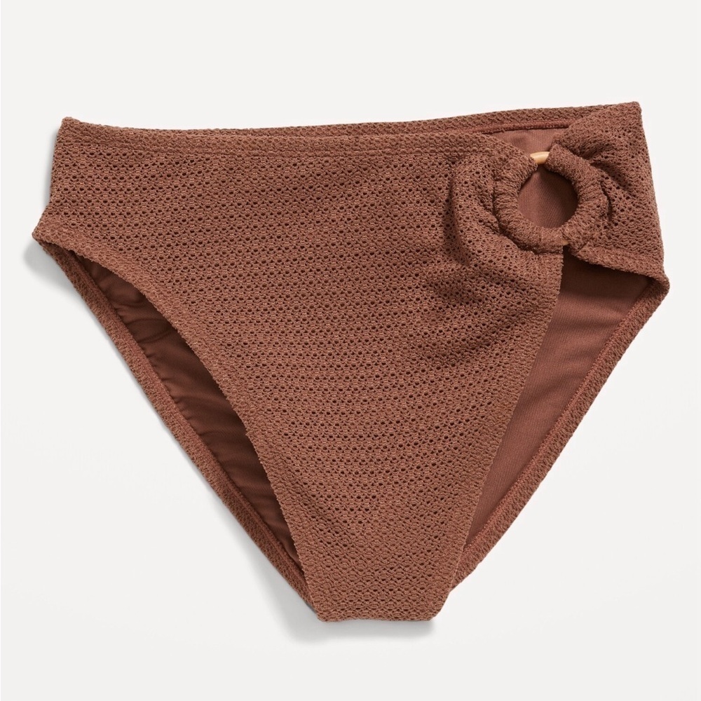 NWT! Maplewood Mid-Rise O-Ring Crochet-Knit French-Cut Bikini Swim Bottoms 🌻